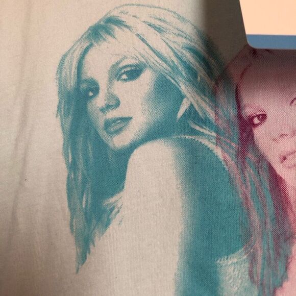 BRITNEY SPEARS - NWT - L Sz Lg Short Sleeve Crewneck Tee 100% Cotton/Baby Blue - Picture 5 of 14